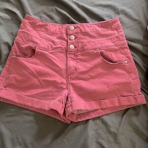 High waisted maroon shorts